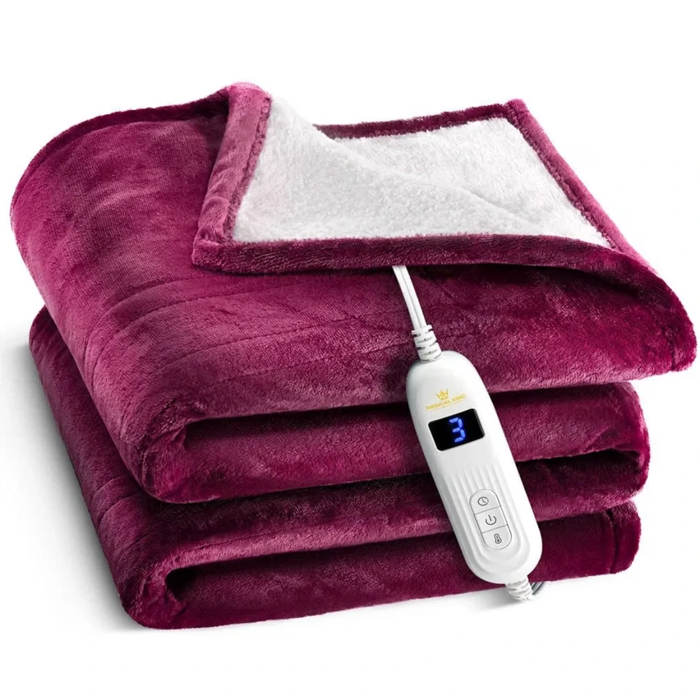 Medical King Heated Blanket with 10 Settings. Red (50 x 60) NIB
